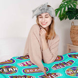 Therapy blanket and bedding set, turquoise with sayings.