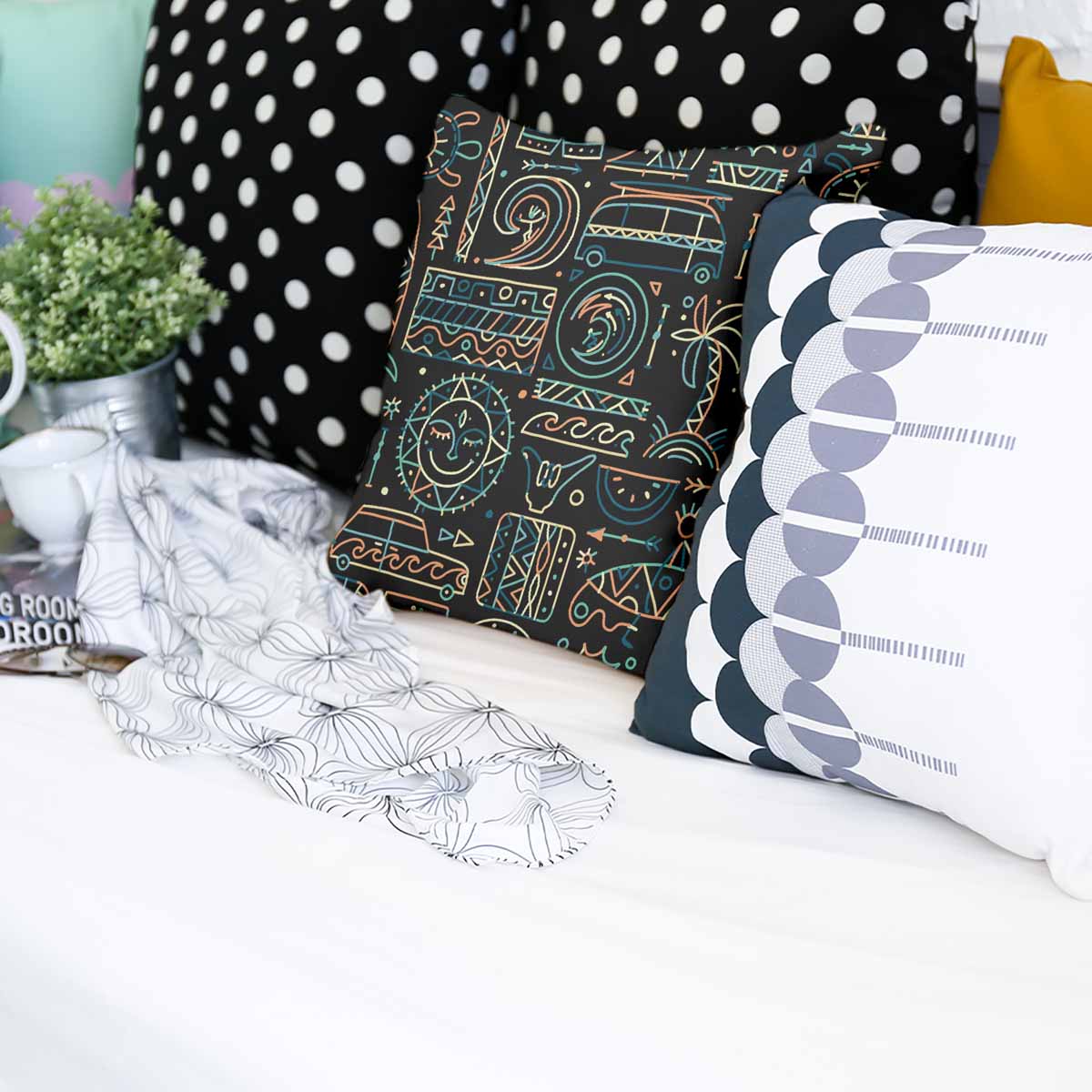 Coussin de santé avec motif hawaïen vert