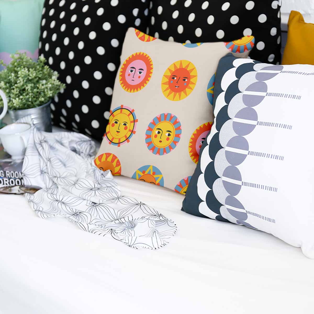 Coussin de santé beige avec soleil