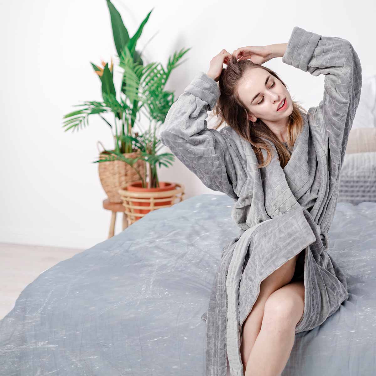 Therapy blankets bedding set gray with snowflakes