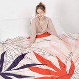 Couverture thérapeutique originale - Housse en coton beige avec feuilles colorées