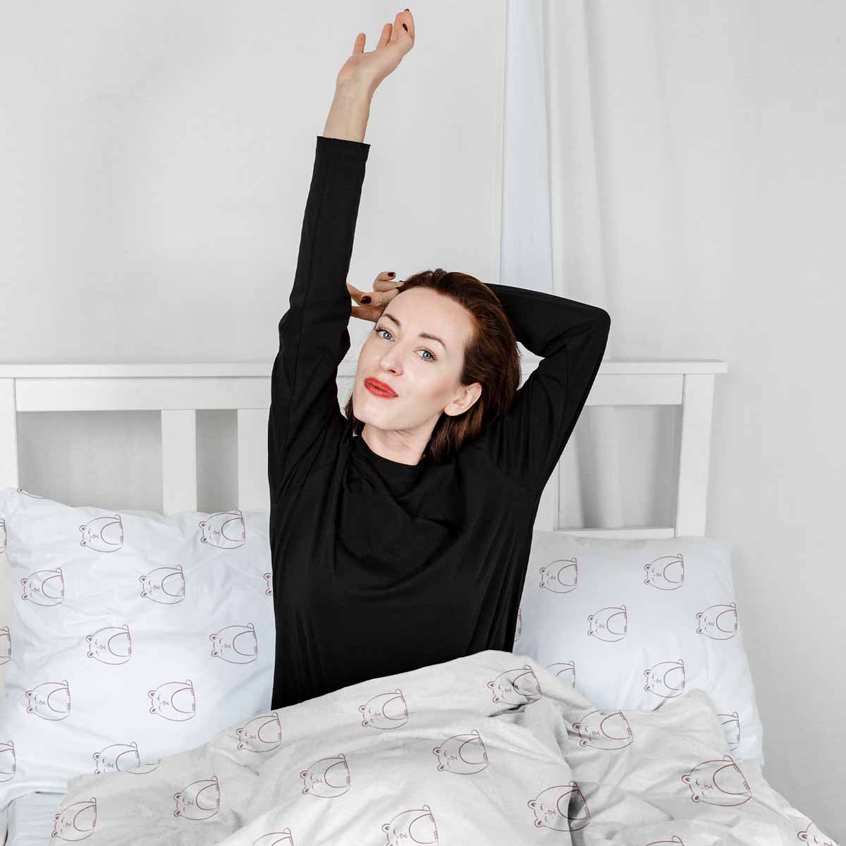 Therapy blankets bedding set white with cat