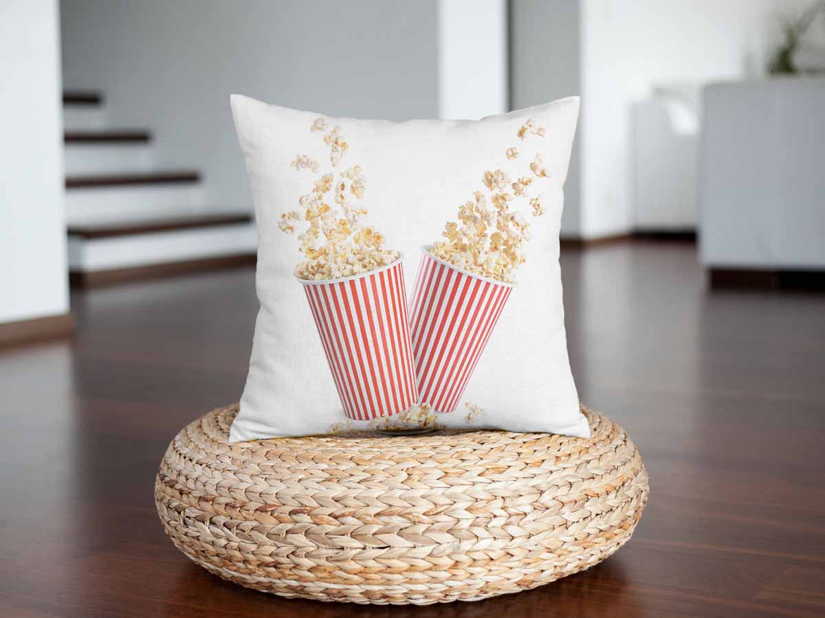 Health Pillow White with Popcorn