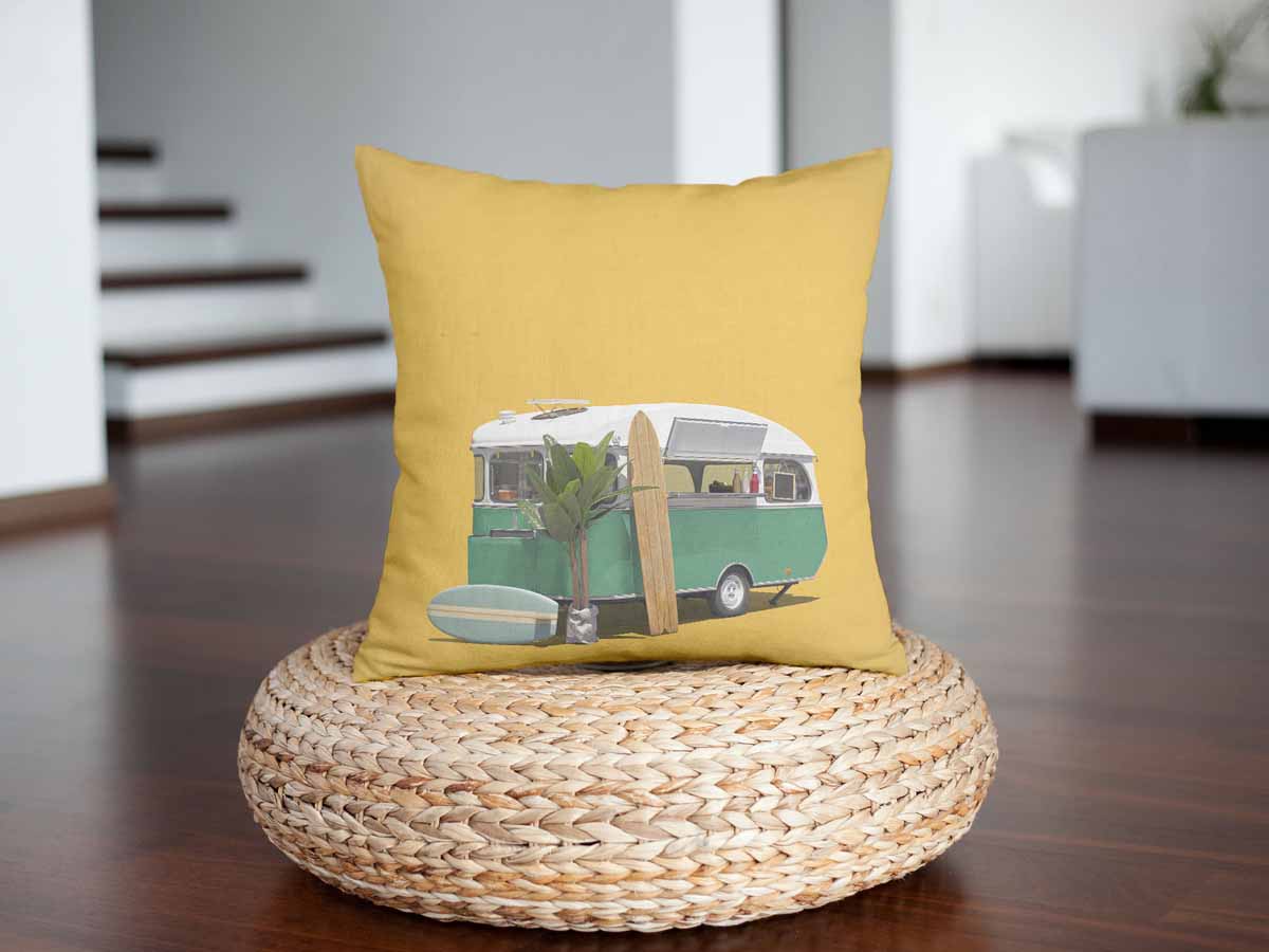 Health pillow yellow with bus