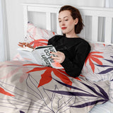 Couverture thérapeutique originale - Housse en coton beige avec feuilles colorées