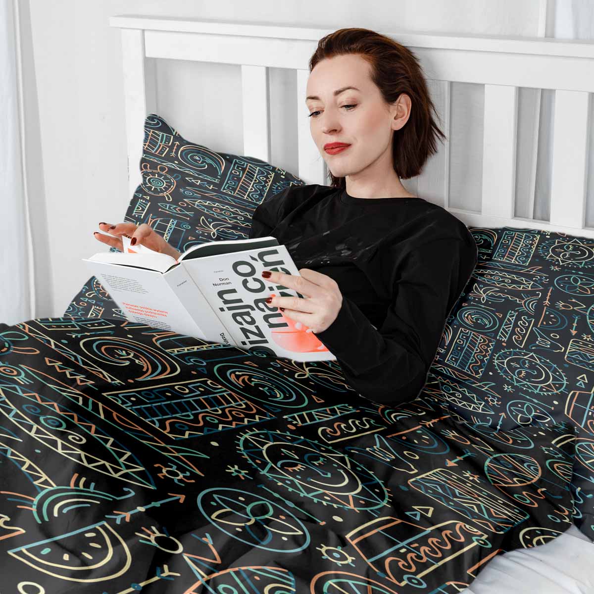 Therapy blankets bedding set with green Hawaii pattern