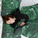 Therapy blanket bedding set with Monstera plant