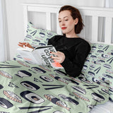 Therapy blanket and bedding set, light green with sushi.