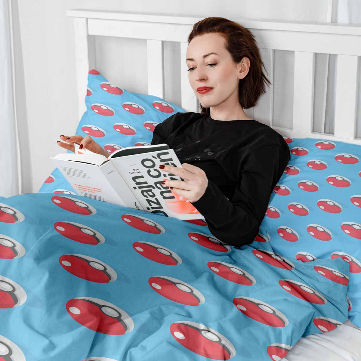 Therapy blankets bedding set light blue with Pokemon