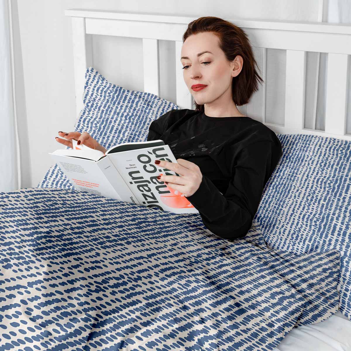 Couverture thérapeutique originale - Housse en coton avec pois bleus