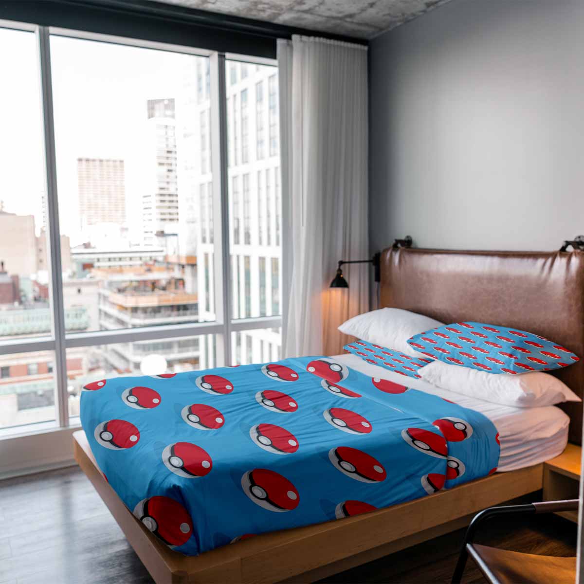 Therapy blankets bedding set light blue with Pokemon