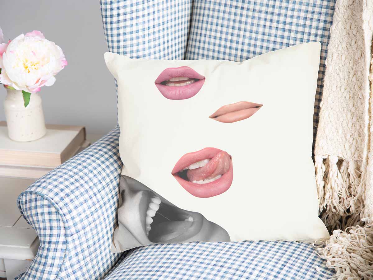 Health Pillow White with Lips