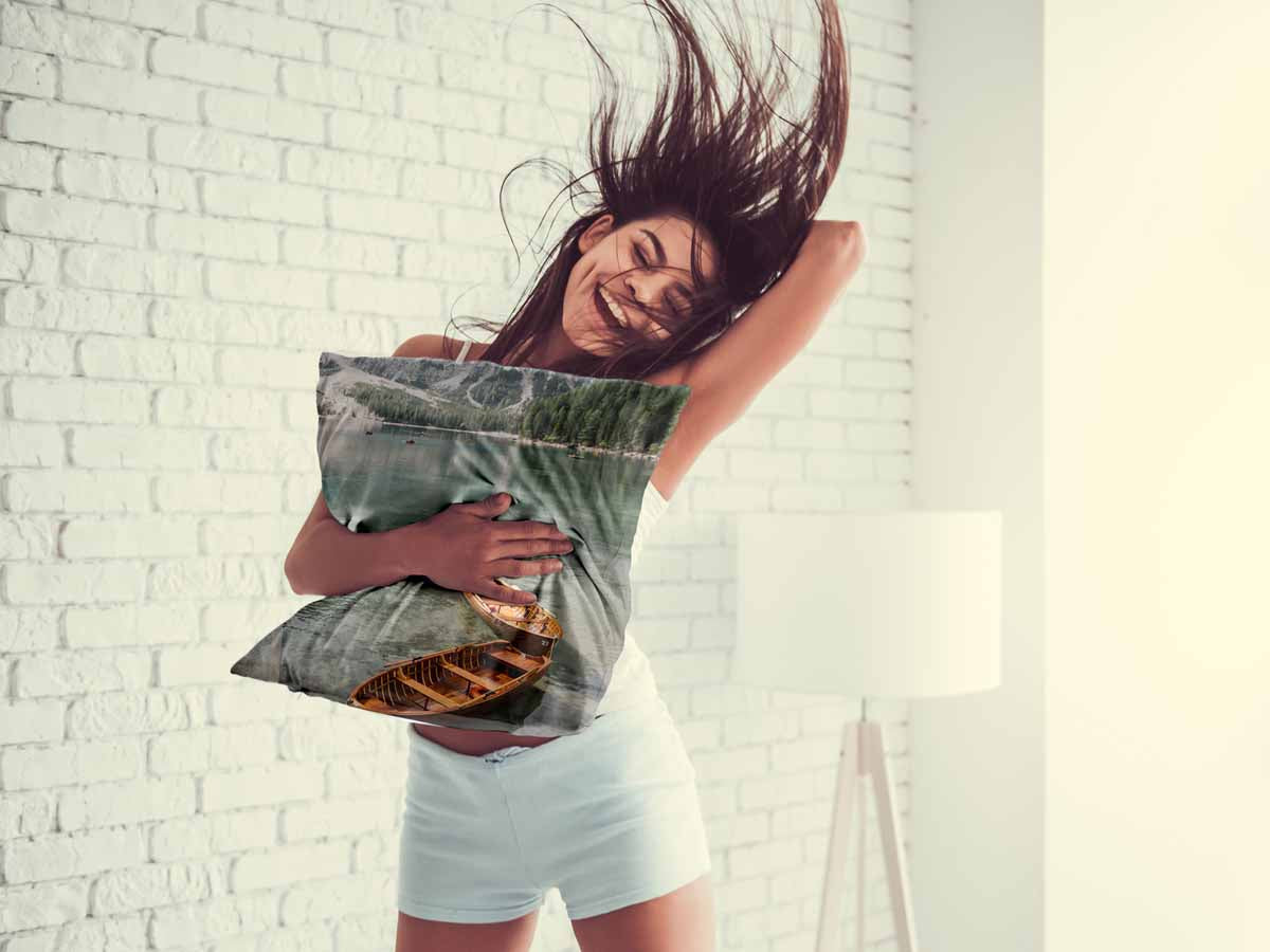 Health pillow lake with boats