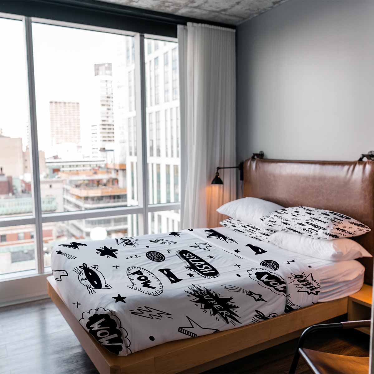 Therapy blankets bedding set white with superheroes