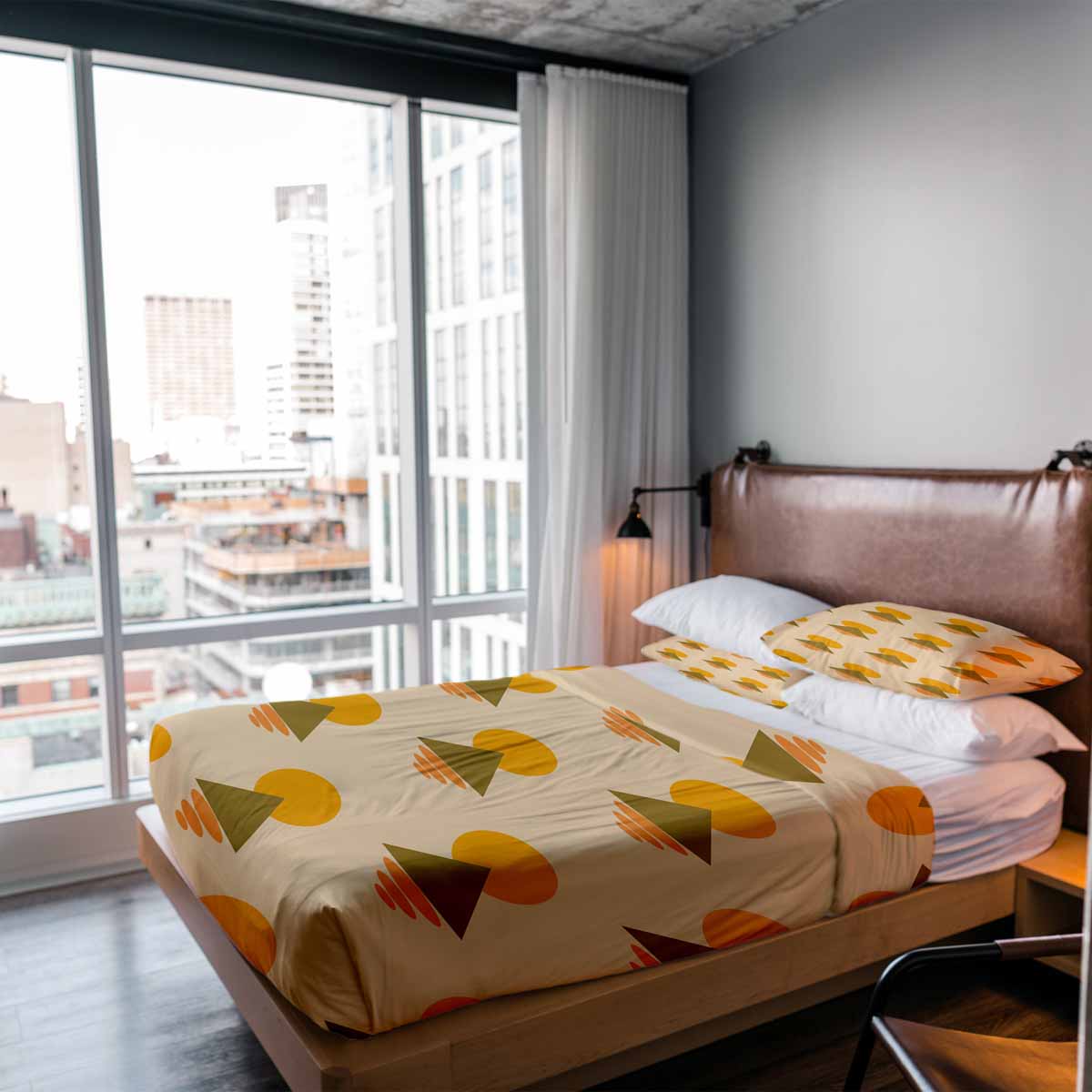 Therapy blankets bedding set with yellow shapes