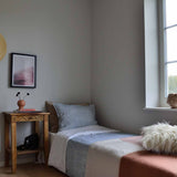 Therapy blanket and bedding set, grey with snowflakes.