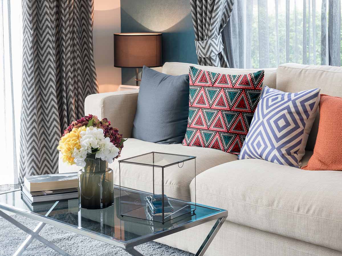 Health pillow with colorful triangles