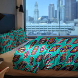 Therapy blanket and bedding set, turquoise with sayings.