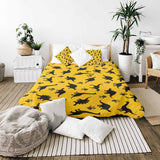 Therapy blanket and bedding set, yellow with dinosaurs.