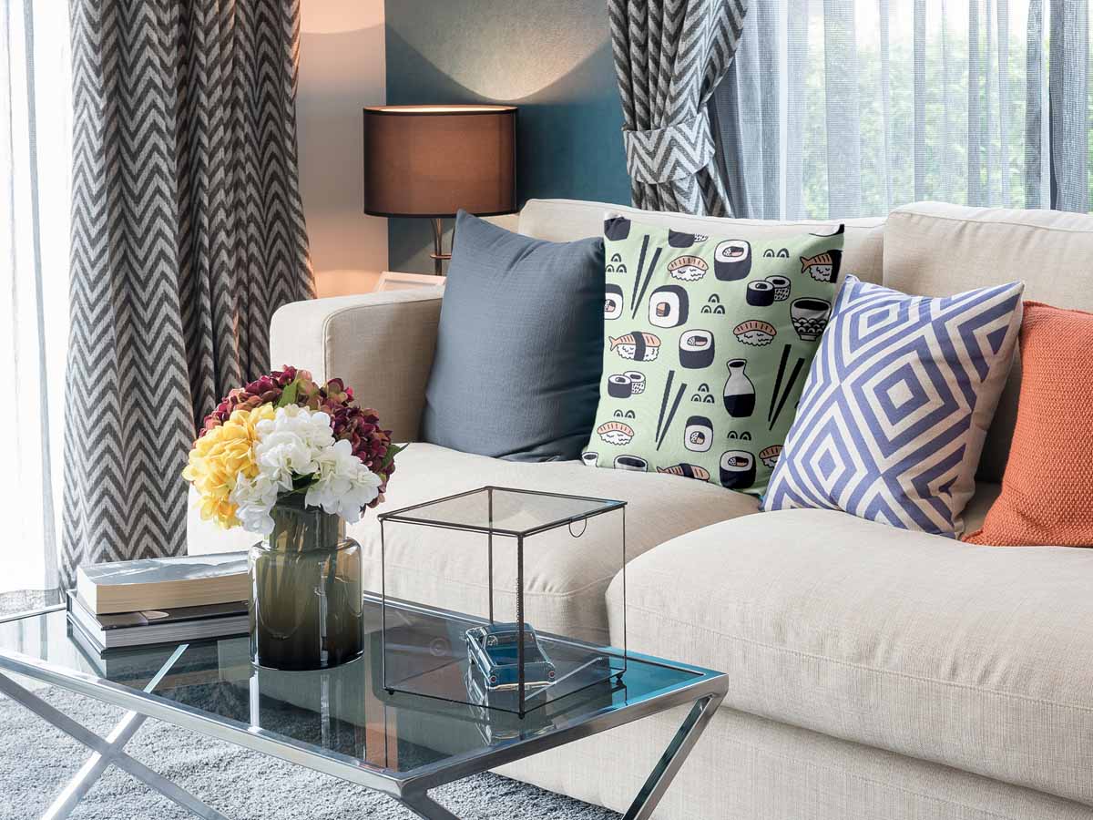 Coussin de santé vert clair avec sushi