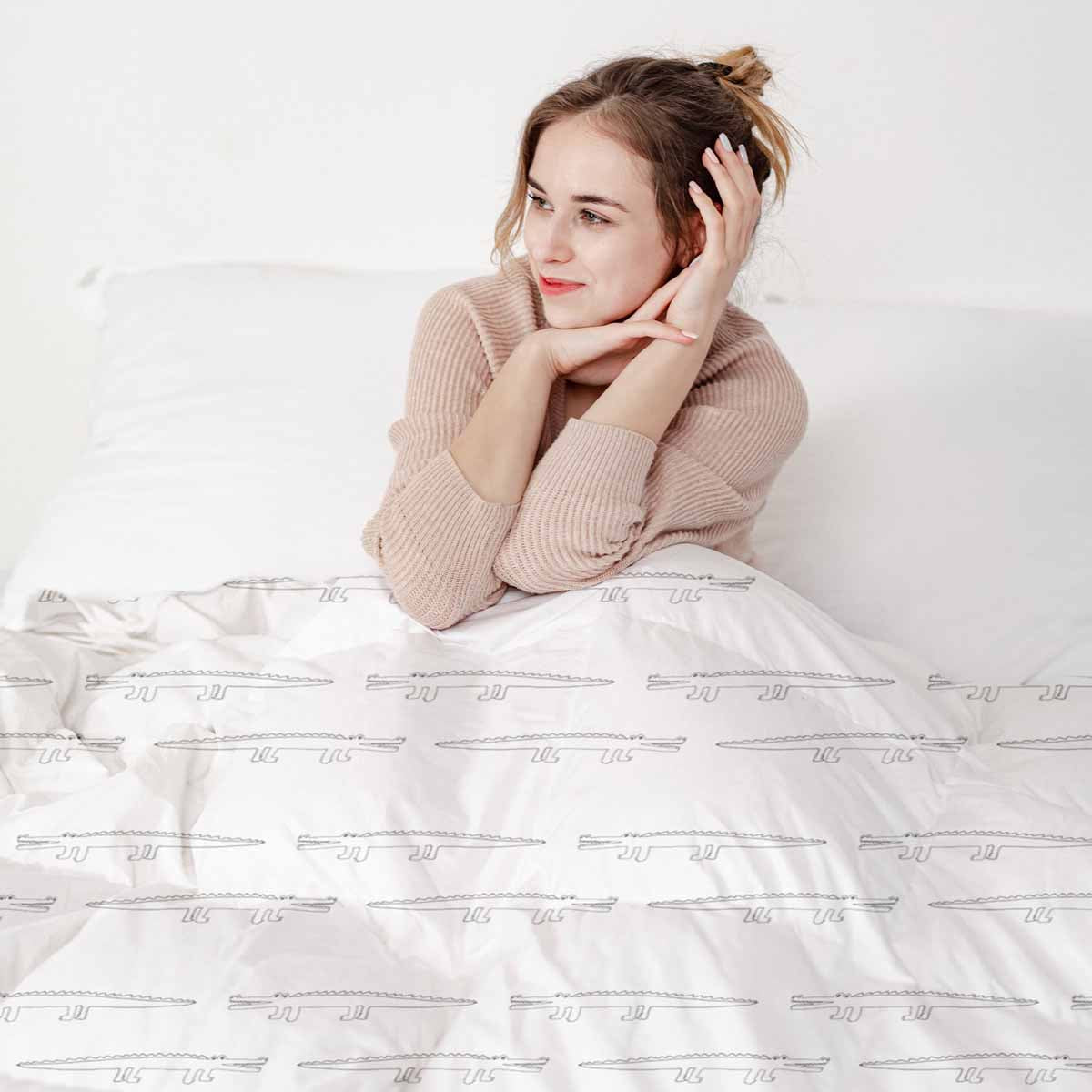 Original therapy blanket - cotton cover white with crocodiles