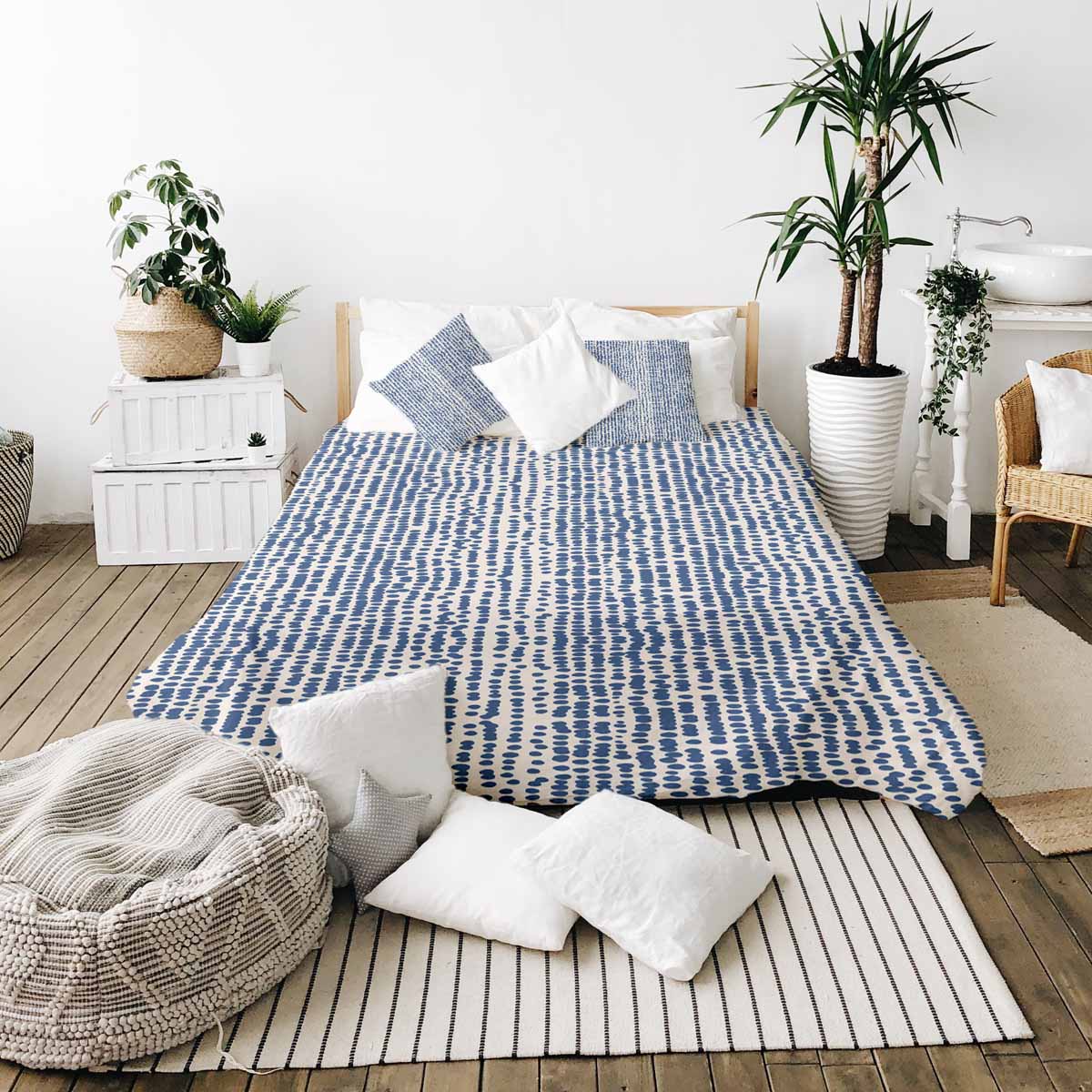 Couverture thérapeutique originale - Housse en coton avec pois bleus