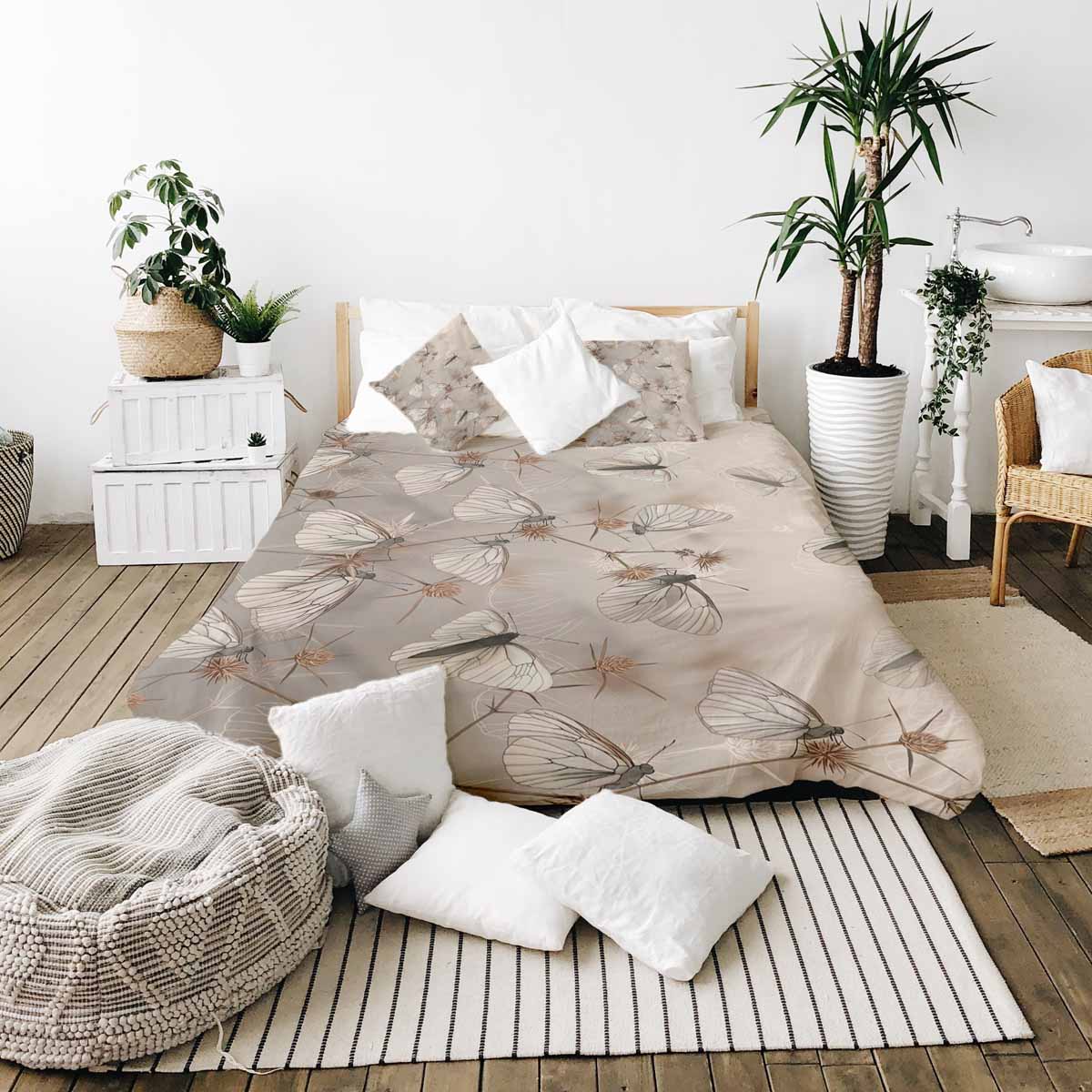 Couverture thérapeutique originale - Housse en coton beige avec mites