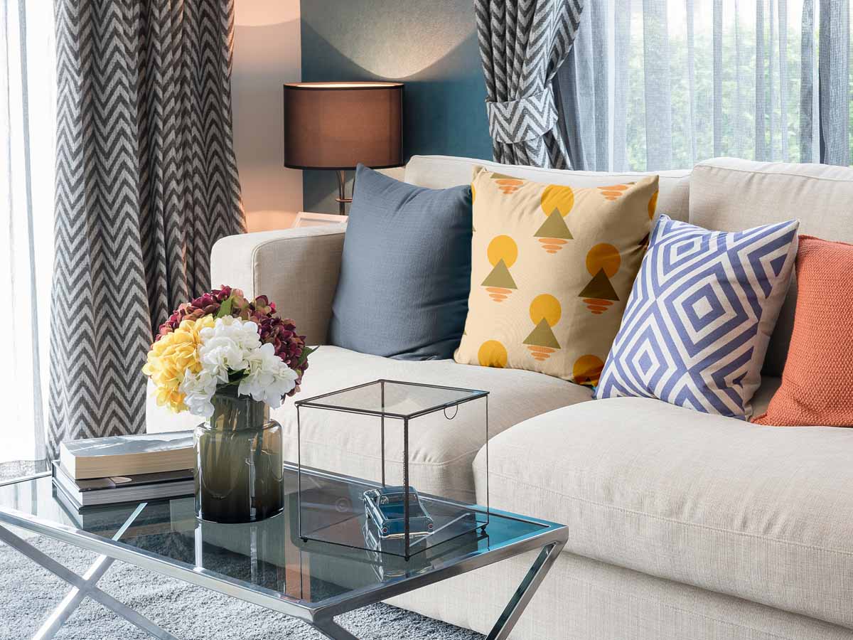 Health pillow with yellow shapes