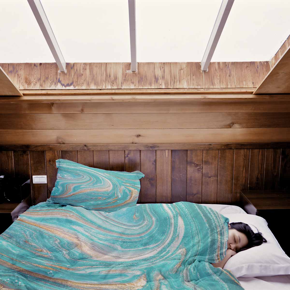 Therapy blankets bedding set marble turquoise