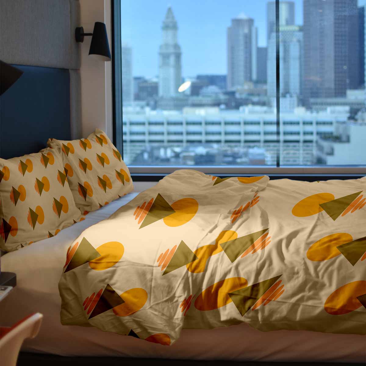 Couverture thérapeutique originale - Housse en coton avec formes jaunes