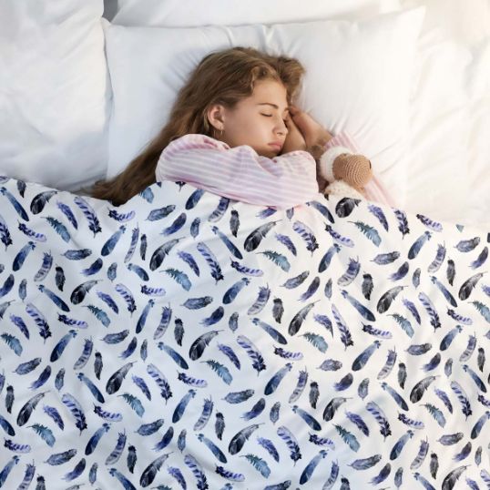 Couverture thérapeutique originale - Housse en coton Plumes