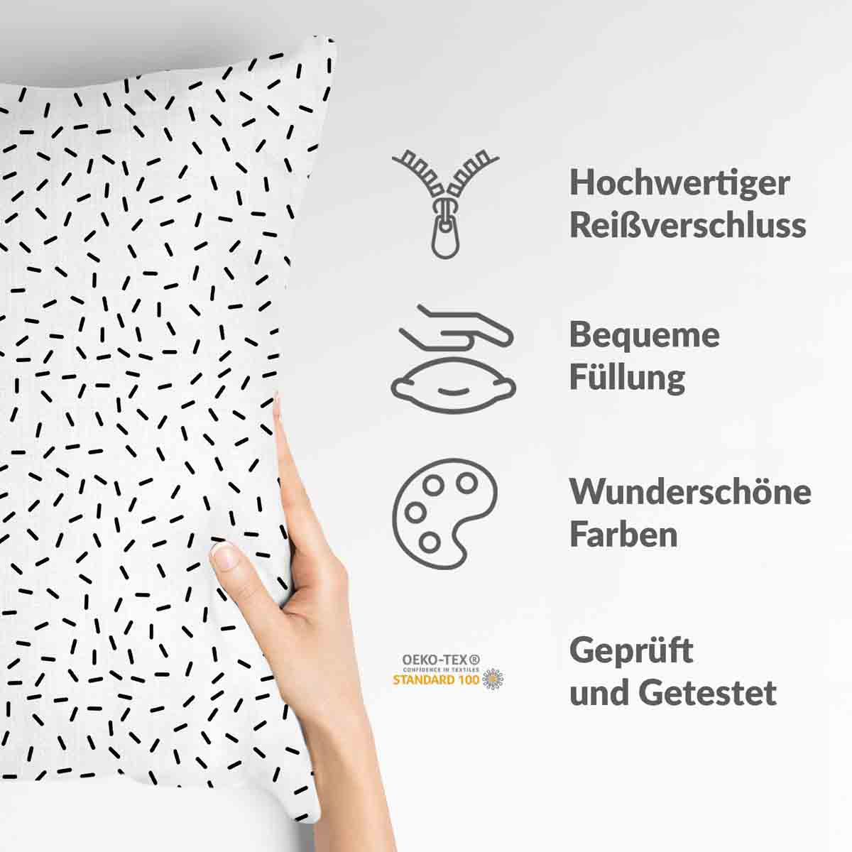 Coussin de santé blanc avec des rayures noires