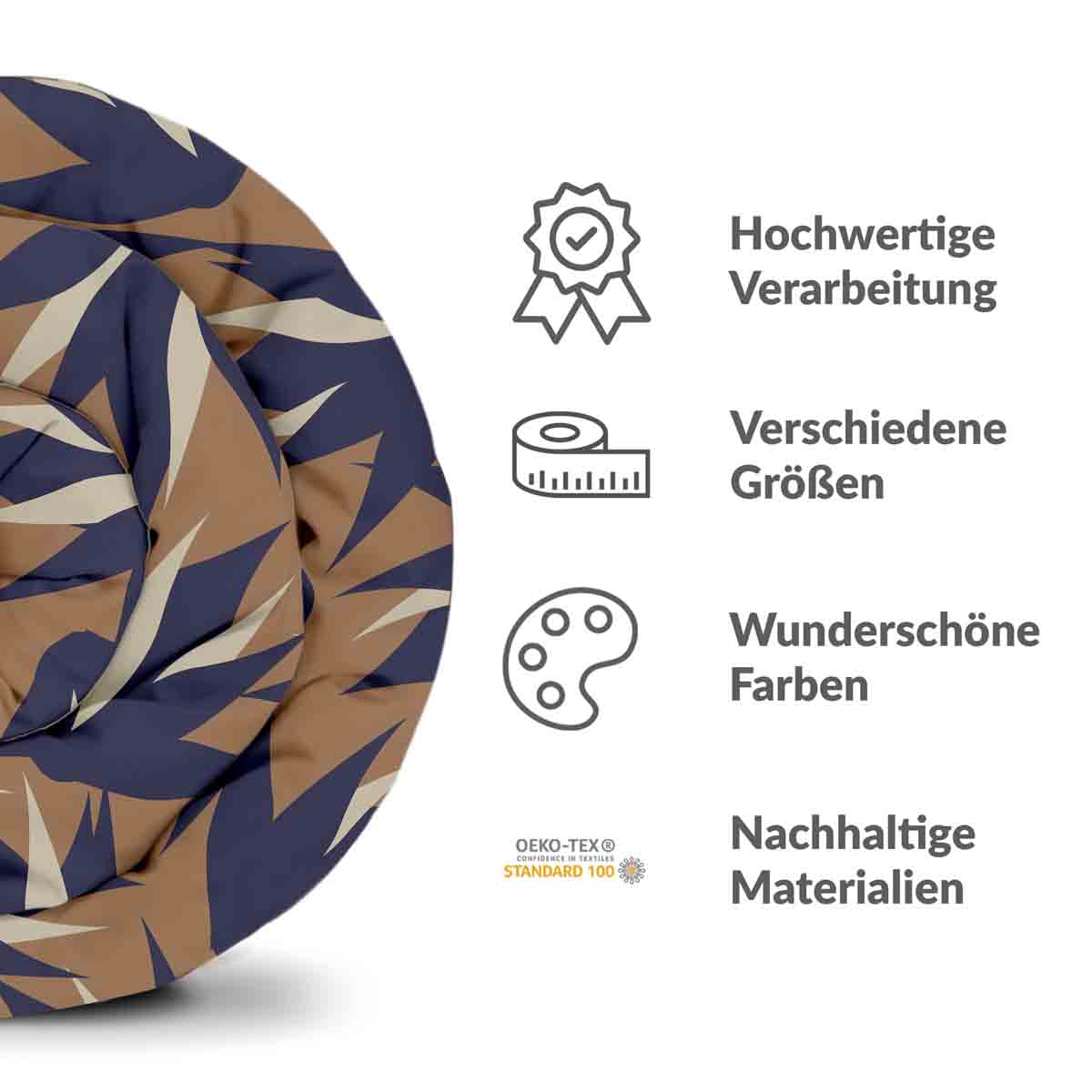 Ensemble de literie avec couverture thérapeutique marron avec feuilles bleues