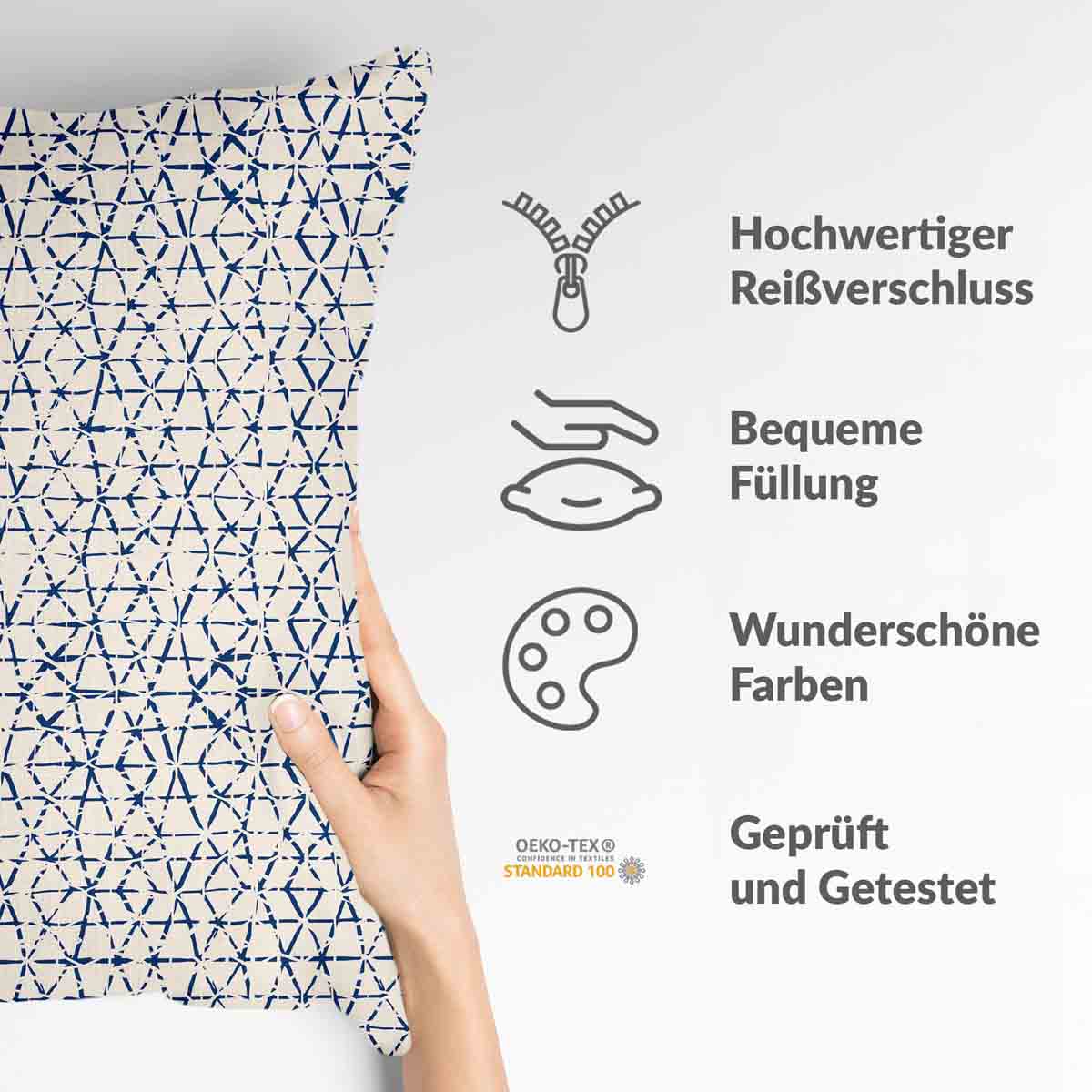 Coussin de santé blanc avec de délicates formes bleues