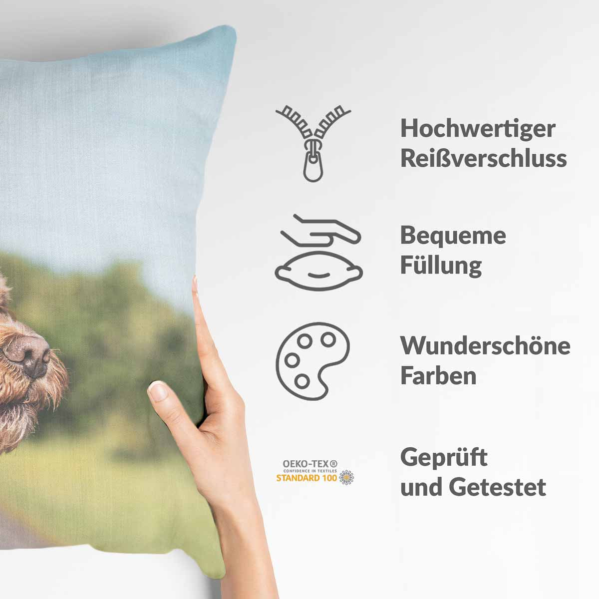 Health pillow with dog in the car