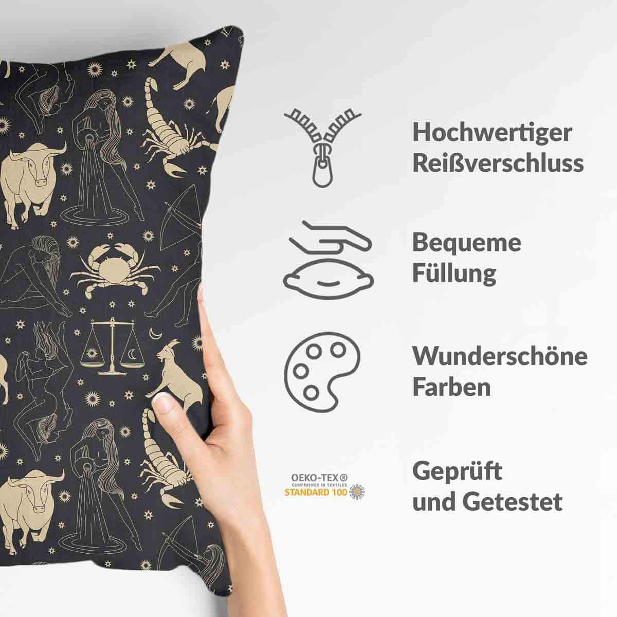 Health Pillow Black Constellations