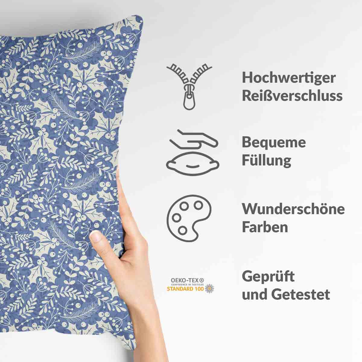 Health Pillow Blue Christmas