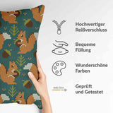 Health pillow green with squirrel
