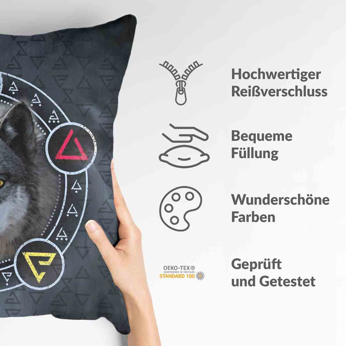 Coussin de santé gris avec loup