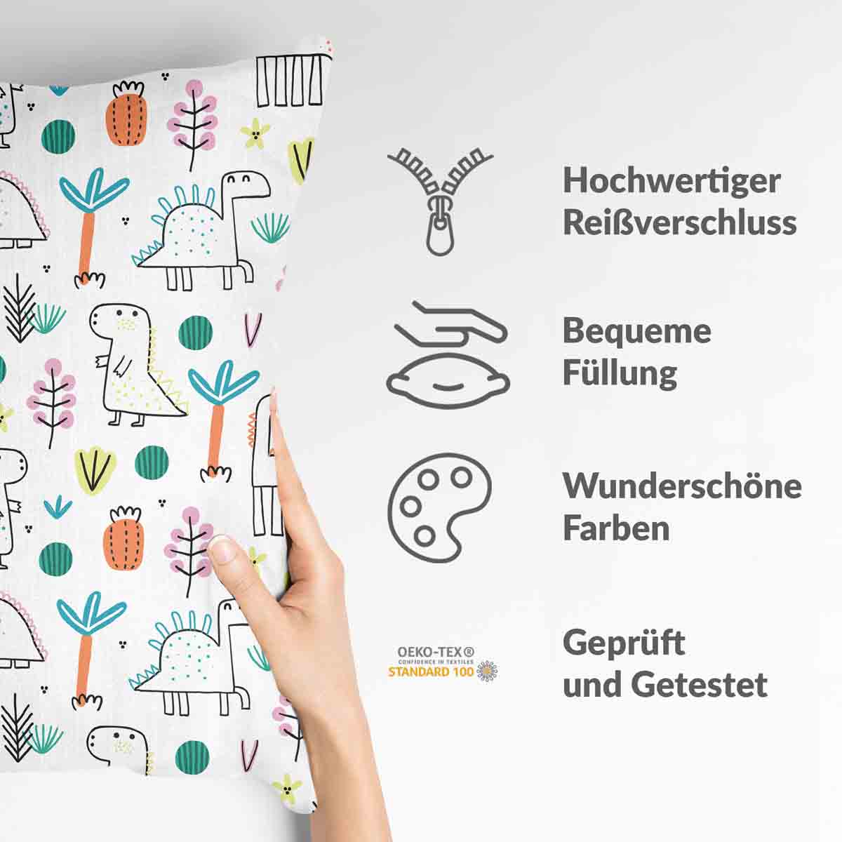 Coussin de santé avec des dinos colorés