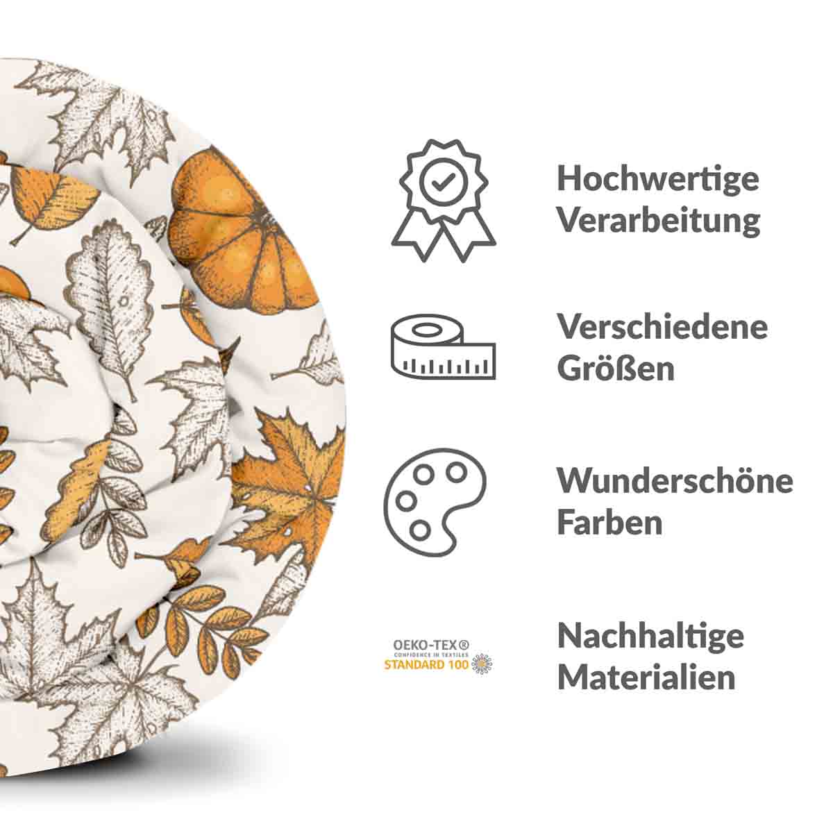 Therapy blankets bedding set white with leaf and pumpkin