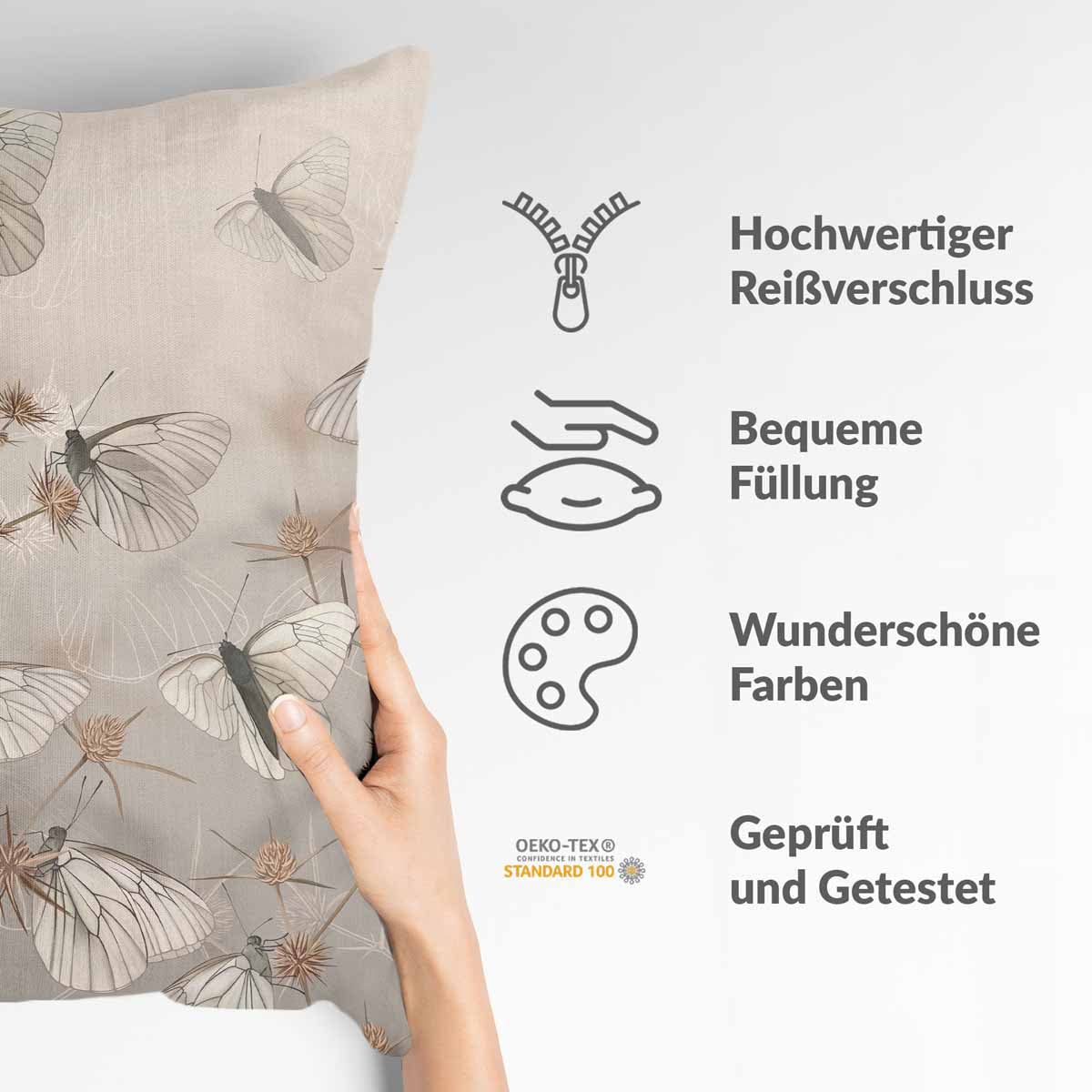 Coussin de santé beige avec mites