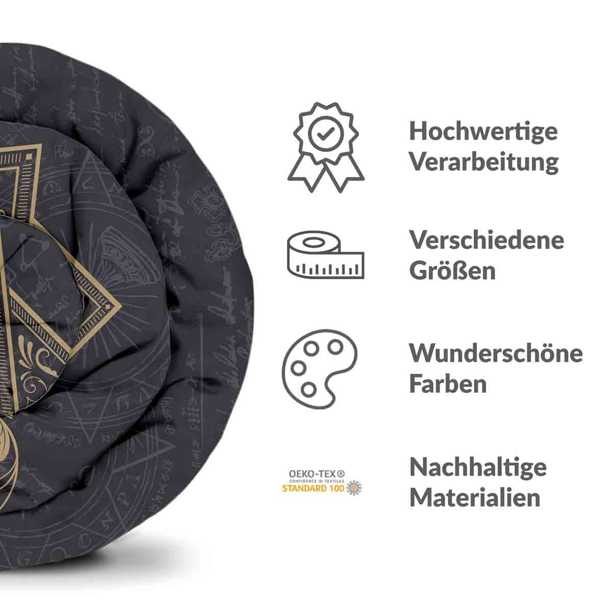 Ensemble de literie avec couverture thérapeutique Noir Mystique Mandala
