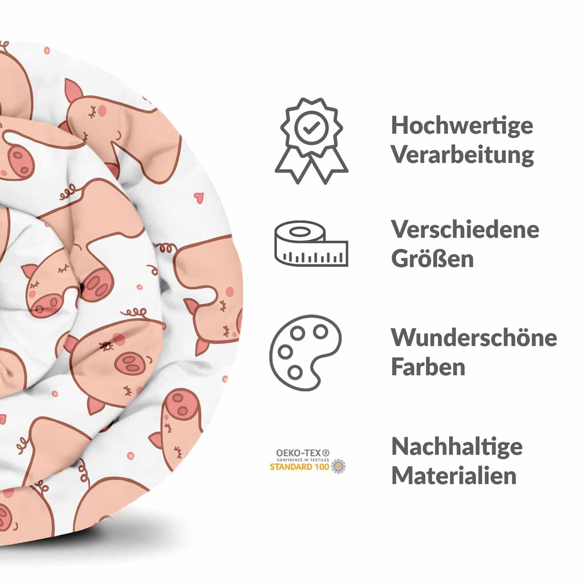 Couette thérapeutique ensemble de literie blanc avec chiffres et cochons