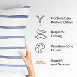 Health pillow with blue horizontal stripes