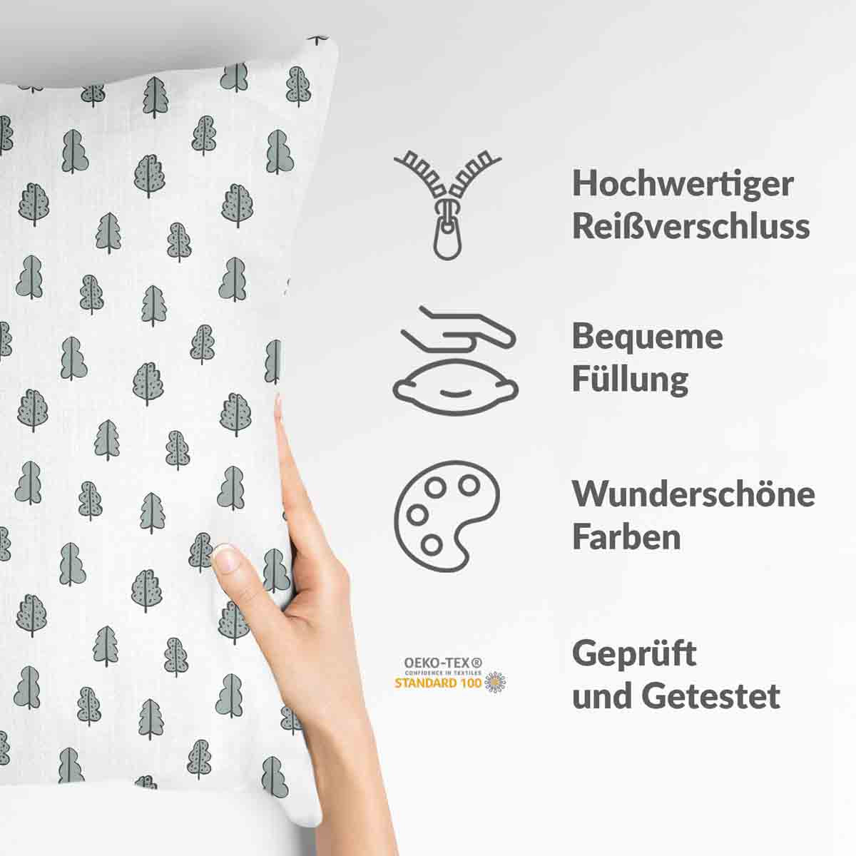 Health Pillow White with Little Trees