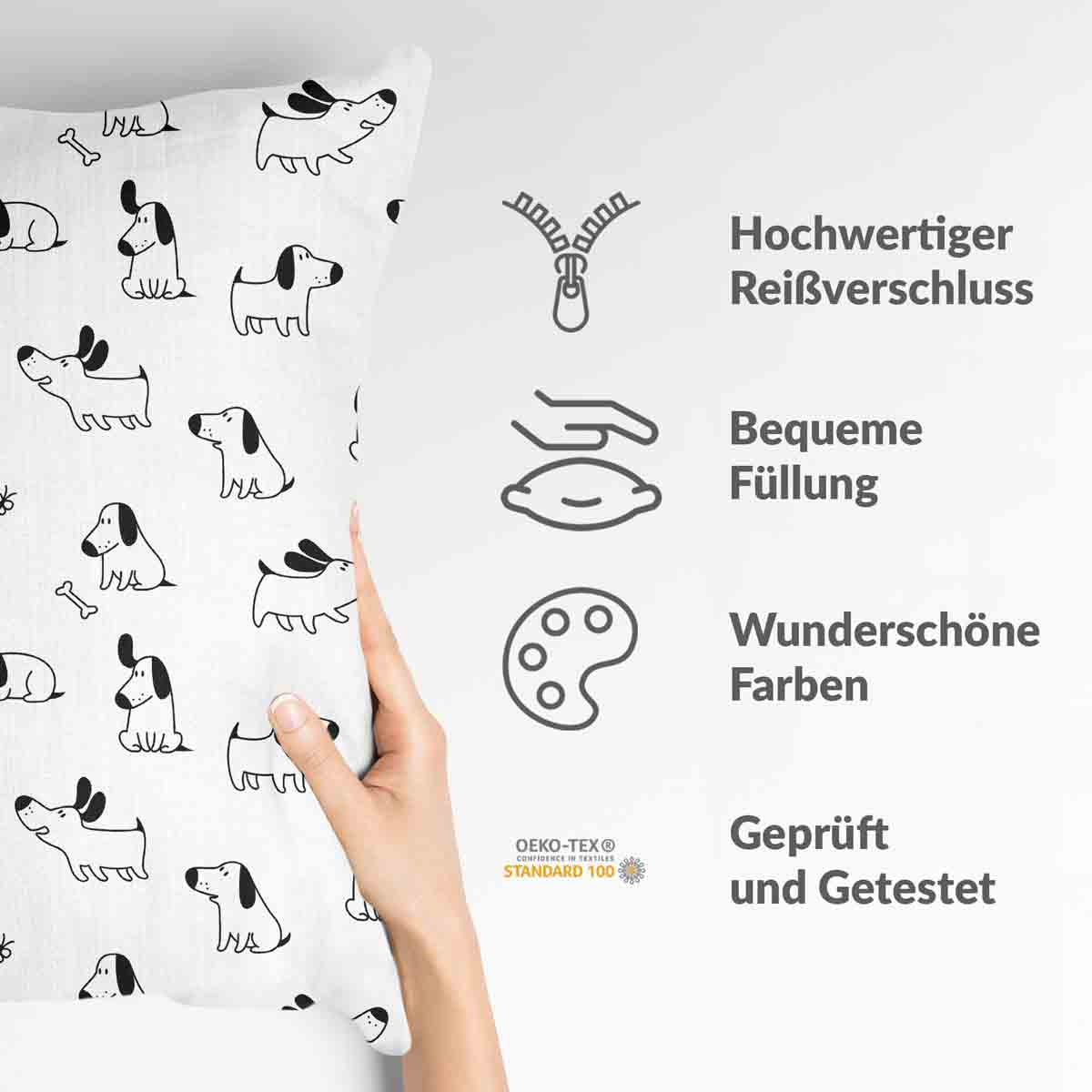 Coussin de santé blanc avec chiens