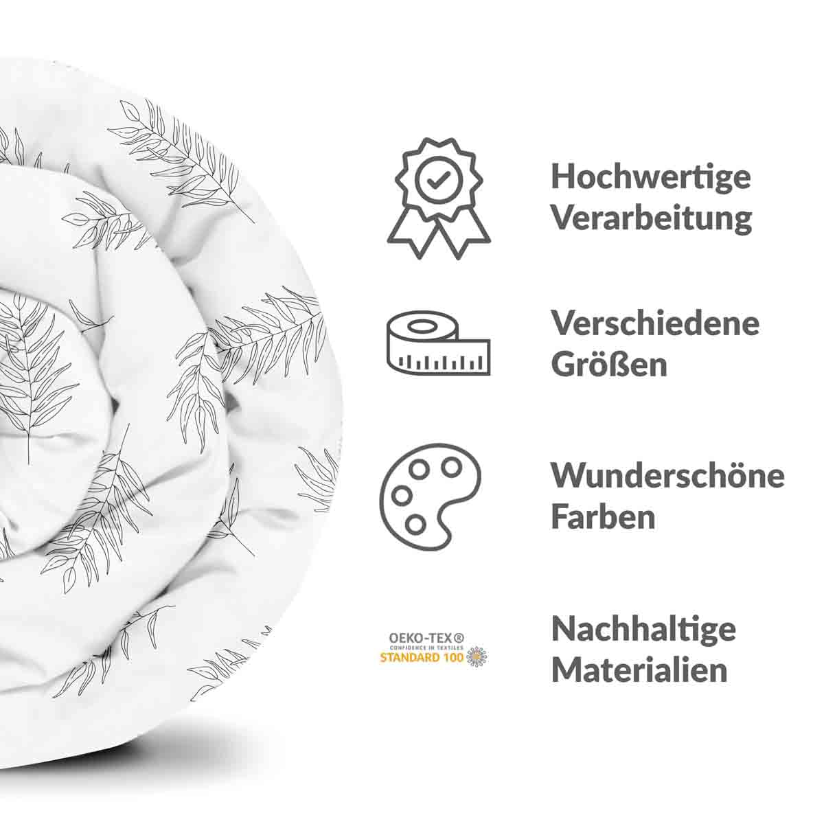 Therapy blankets bedding set white with gray branches