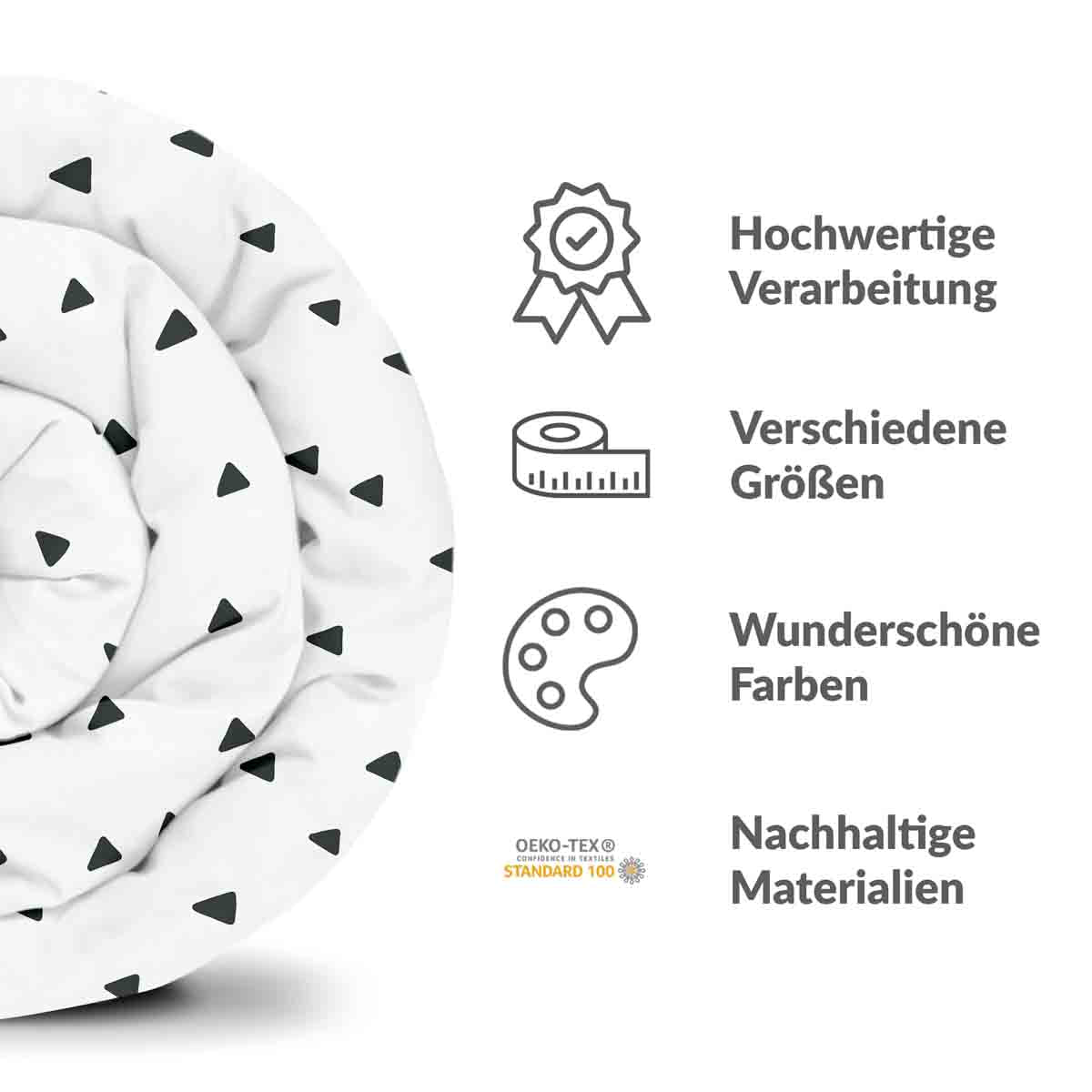 Couverture thérapeutique originale - Housse en coton blanc avec triangles noirs