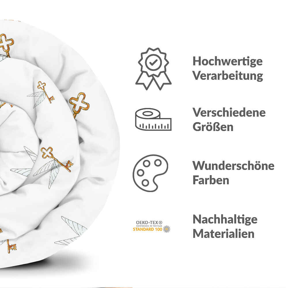 Couverture thérapeutique originale - Housse en coton blanc avec clé volante